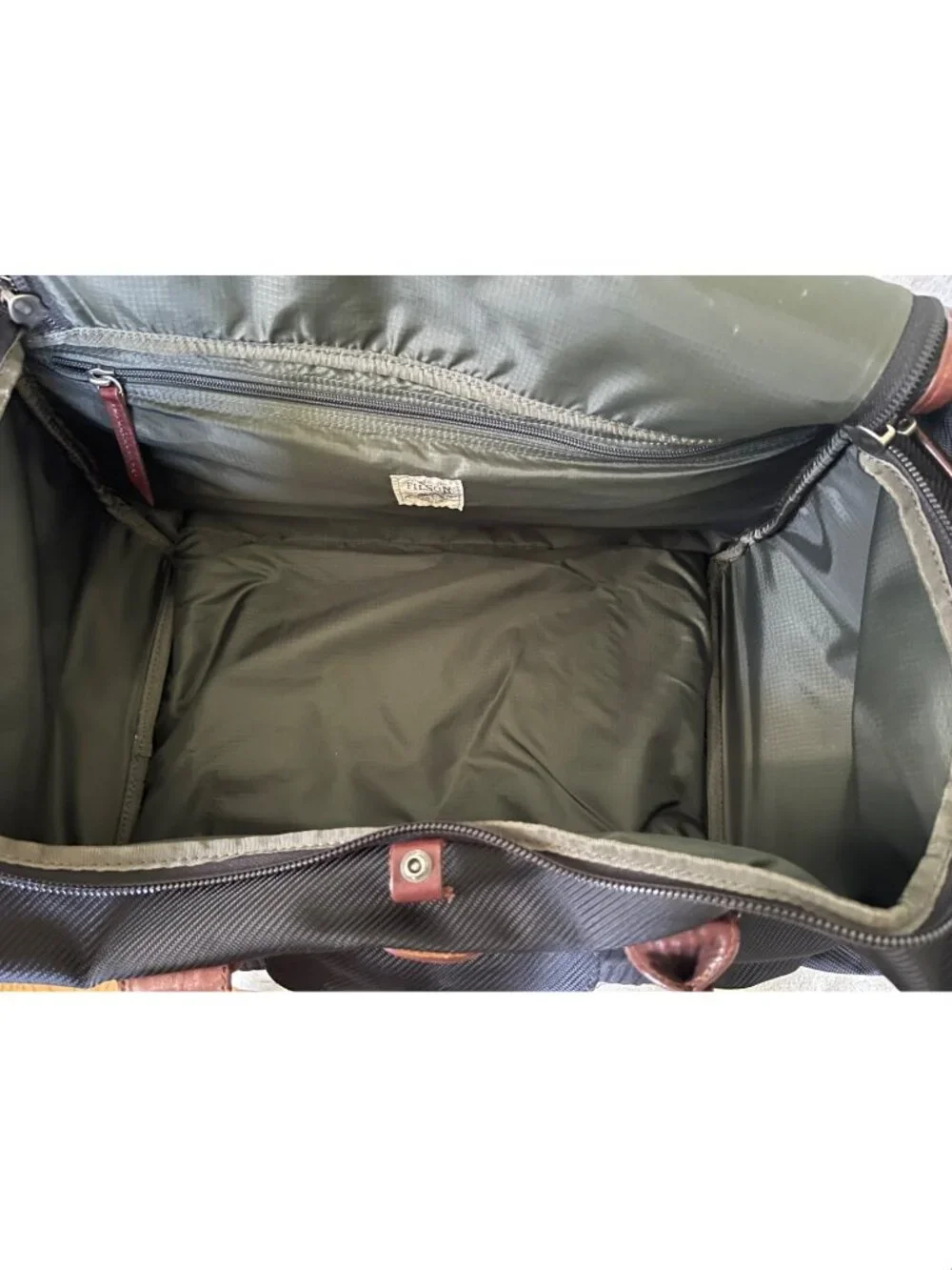 Filson Heritage Duffle Bag Black Ballistic Nylon Leather Trim Floatplane Passage